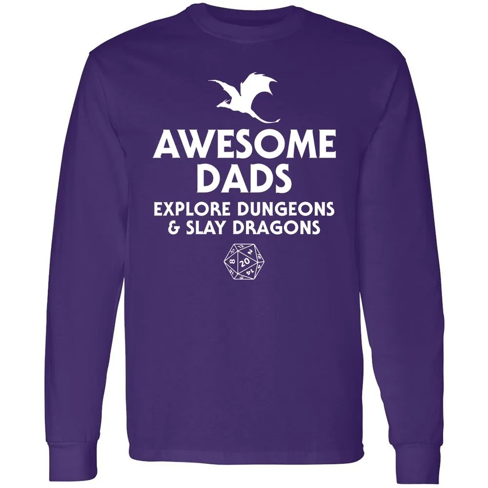 Awesome Dads Slay Dragons Long Sleeve T-Shirt - Purple - 13