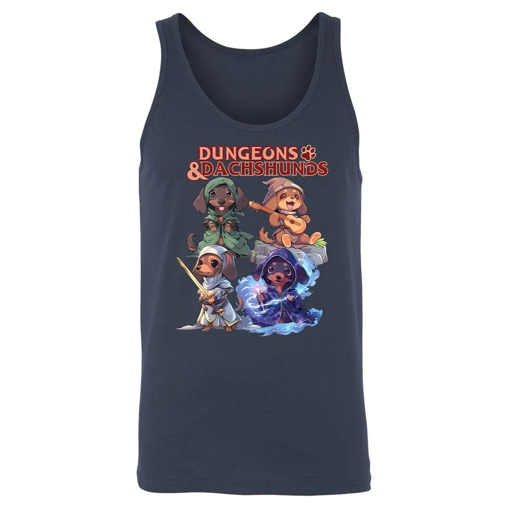 Dungeons & Dachshunds Unisex Jersey Tank - Navy - 2