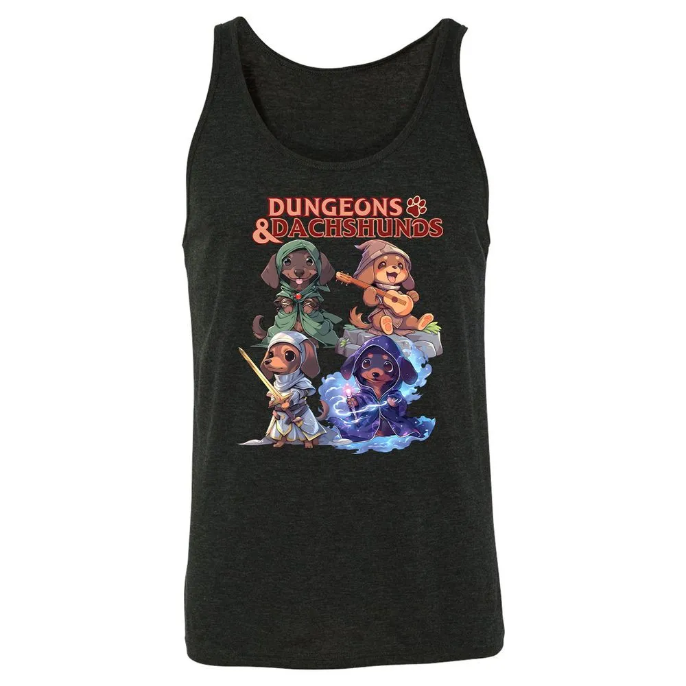 Dungeons & Dachshunds Unisex Jersey Tank - Charcoal Black Triblend - 5