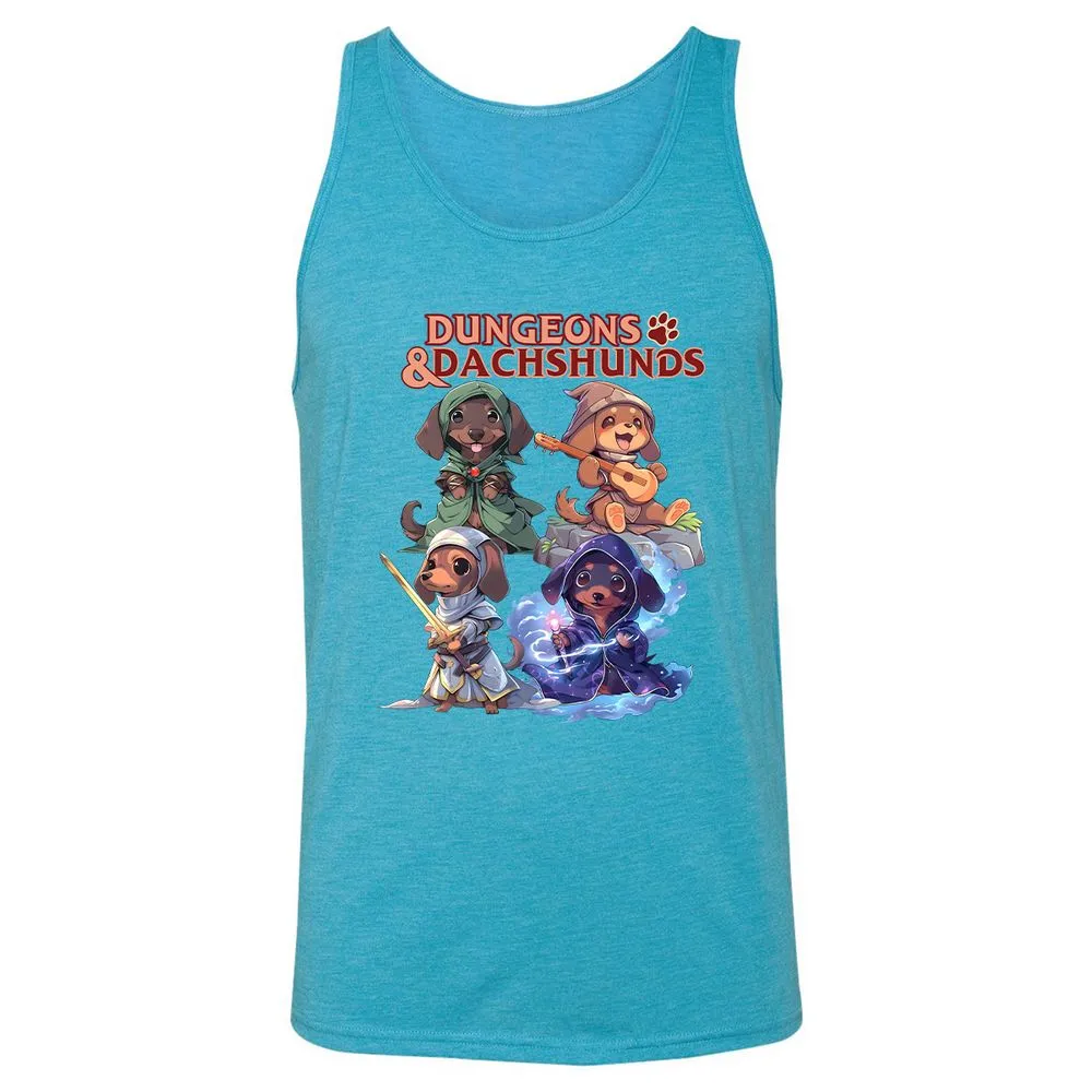 Dungeons & Dachshunds Unisex Jersey Tank - Aqua Triblend - 3