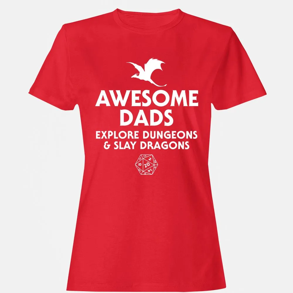 Awesome Dads Slay Dragons Women's T-Shirt - Red - 13