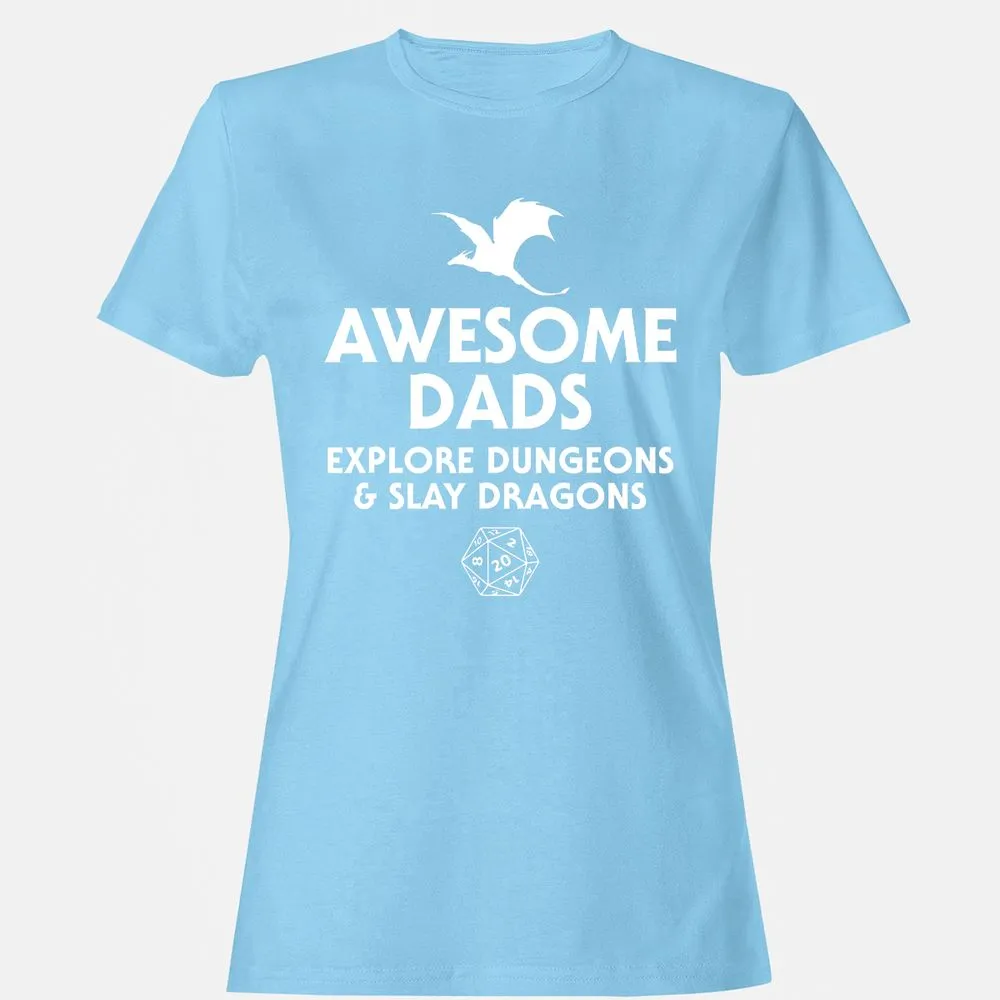 Awesome Dads Slay Dragons Women's T-Shirt - Light Blue - 8