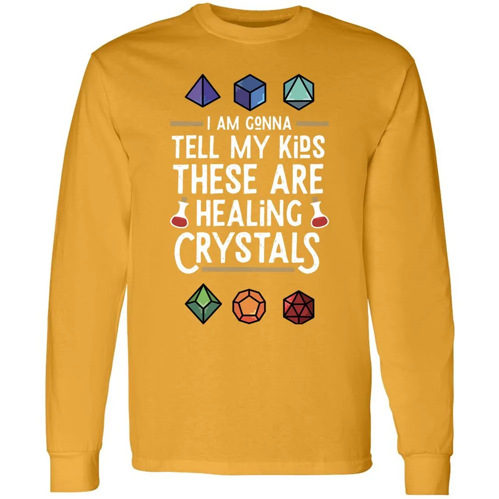 Healing Crystals Long Sleeve T-Shirt - Gold - 9