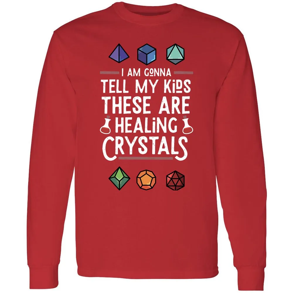 Healing Crystals Long Sleeve T-Shirt - Red - 14