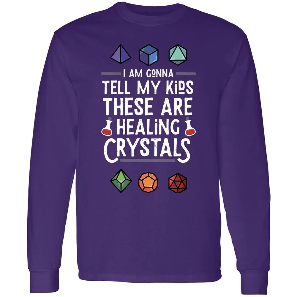 Healing Crystals Long Sleeve T-Shirt - Purple - 13