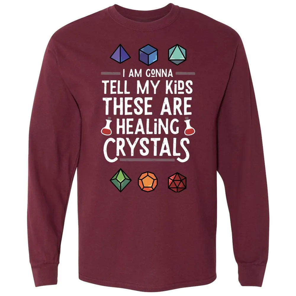 Healing Crystals Long Sleeve T-Shirt - Maroon - 11