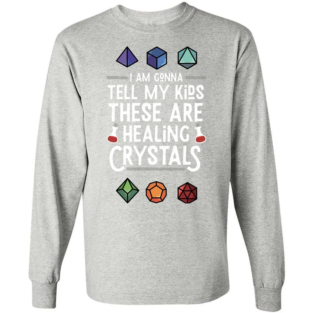 Healing Crystals Long Sleeve T-Shirt - Ash - 7