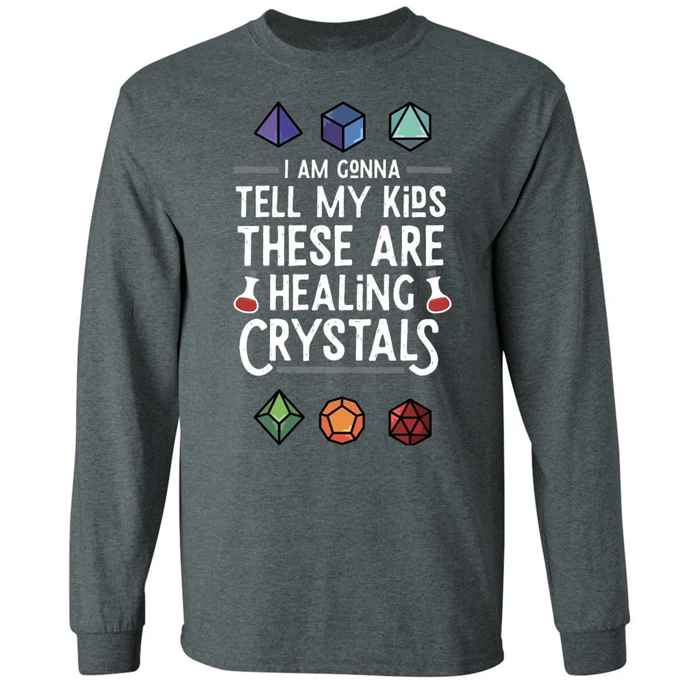Healing Crystals Long Sleeve T-Shirt - Dark Heather - 15