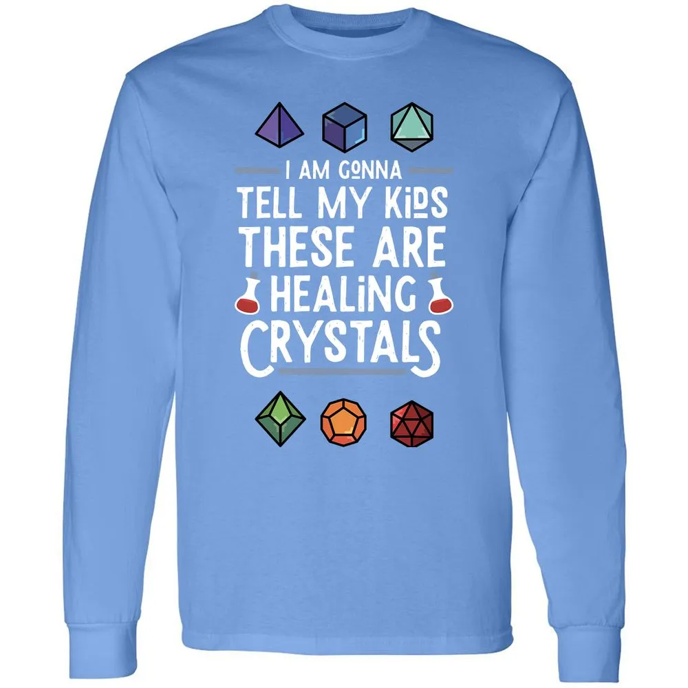 Healing Crystals Long Sleeve T-Shirt - Carolina Blue - 12
