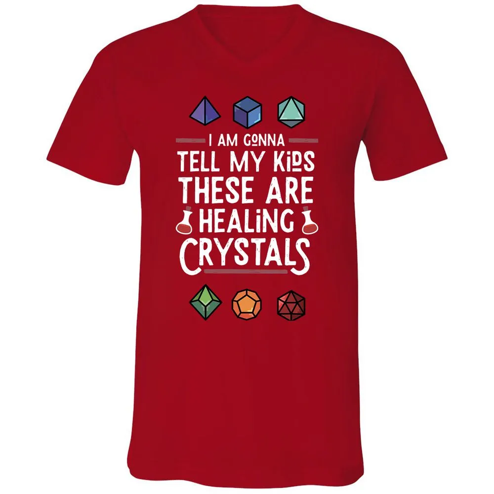 Healing Crystals Unisex V-Neck T-Shirt - Red - 3