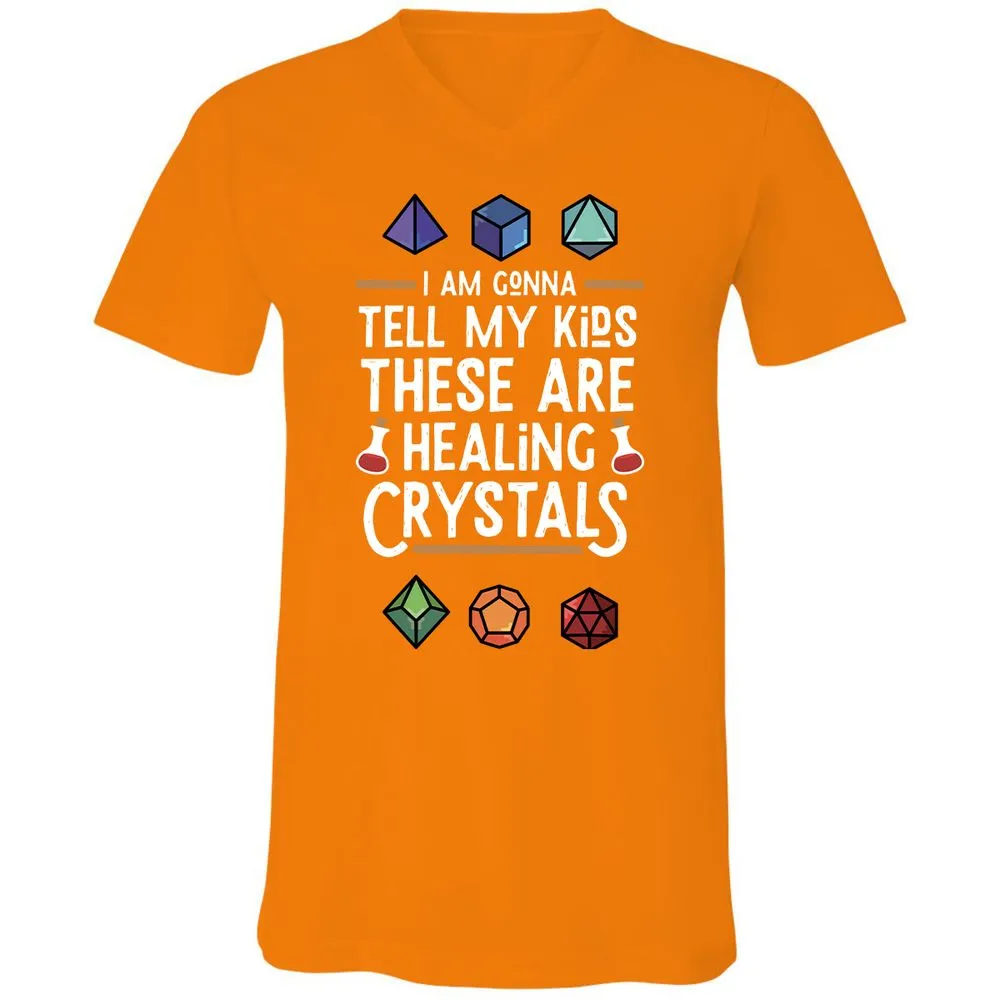 Healing Crystals Unisex V-Neck T-Shirt - Orange - 11