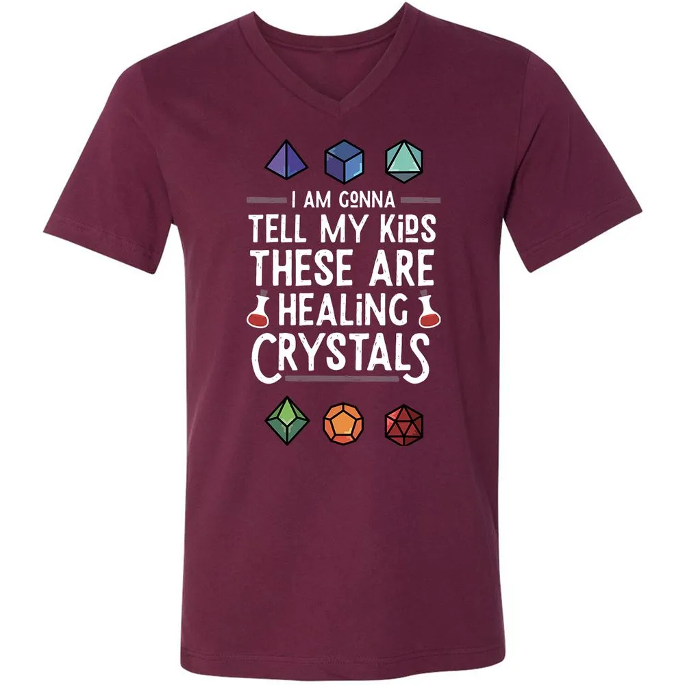 Healing Crystals Unisex V-Neck T-Shirt - Maroon - 6
