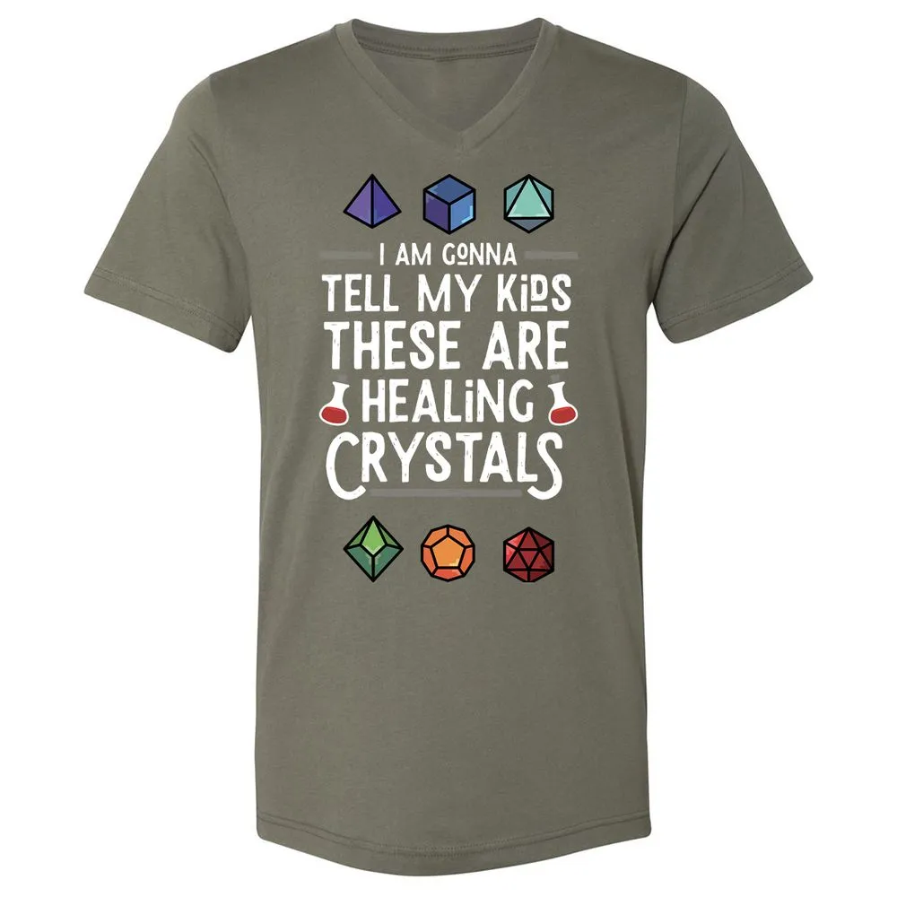 Healing Crystals Unisex V-Neck T-Shirt - Military Green - 10