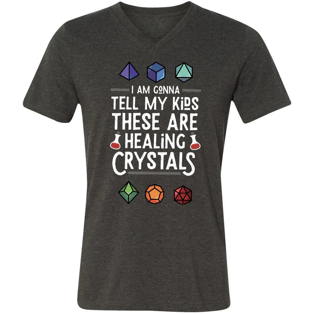 Healing Crystals Unisex V-Neck T-Shirt - Dark Grey Heather - 8