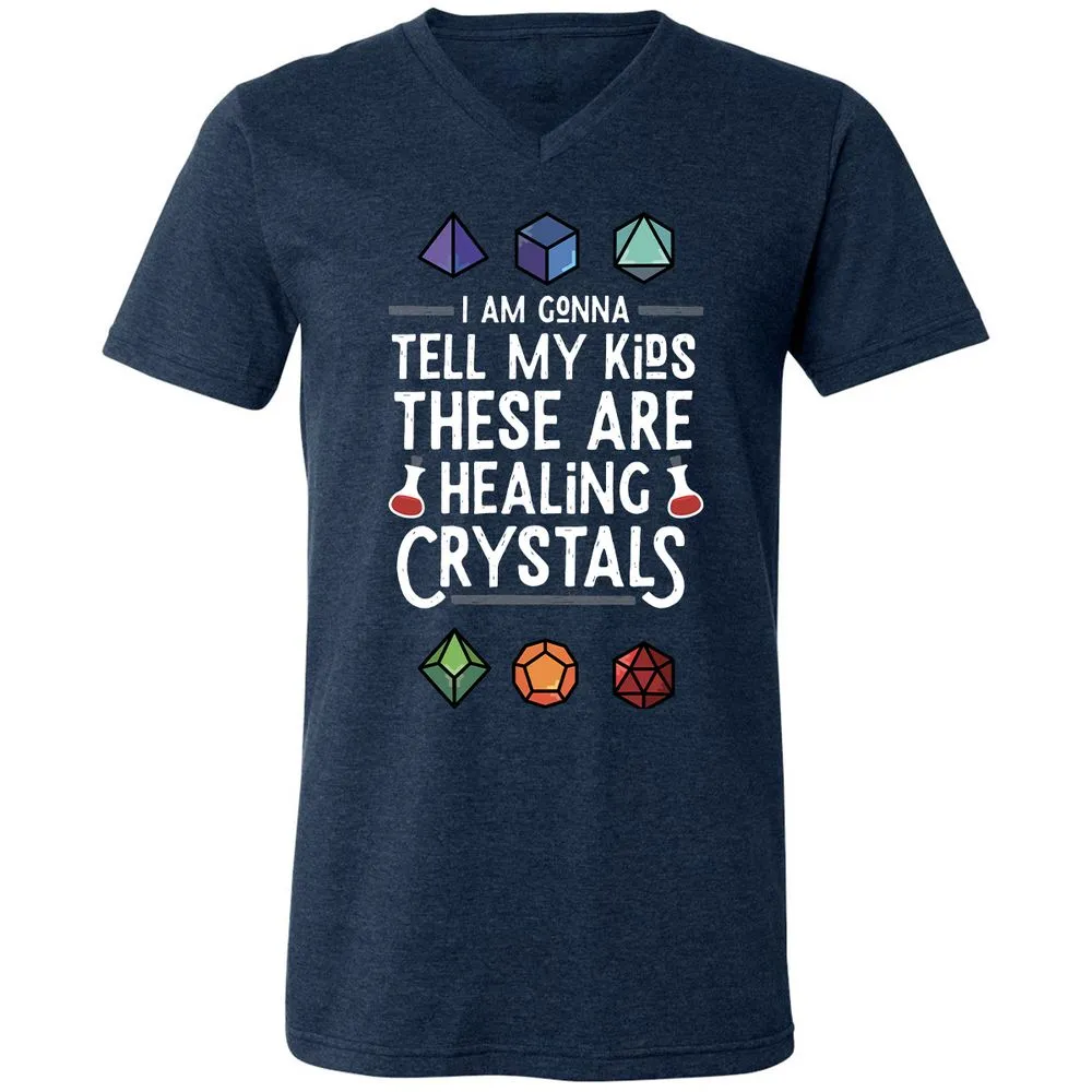 Healing Crystals Unisex V-Neck T-Shirt - Heather Navy - 15