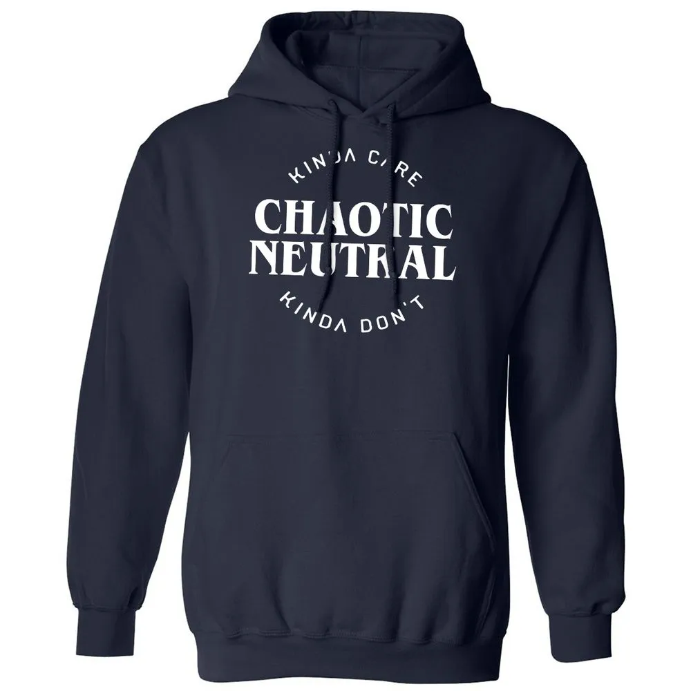 Chaotic Neutral Alignment Kinda Care Kinda Don't Classic Unisex Hoodie - Navy - 2