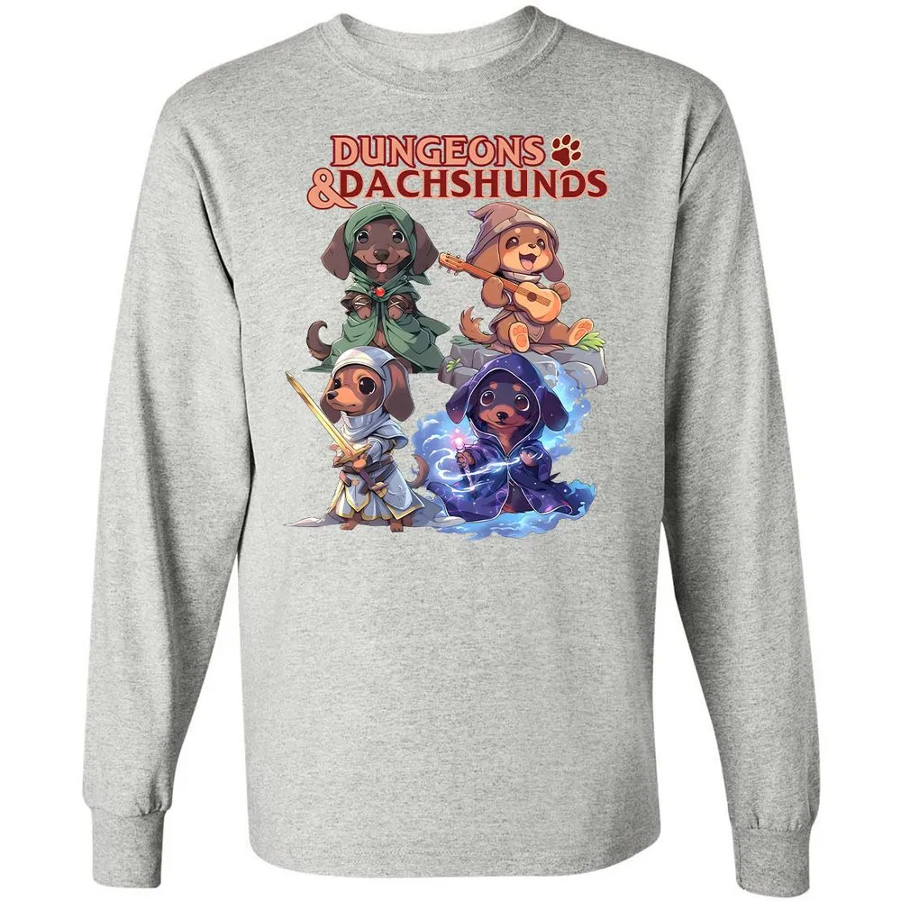 Dungeons & Dachshunds Long Sleeve T-Shirt - Ash - 7