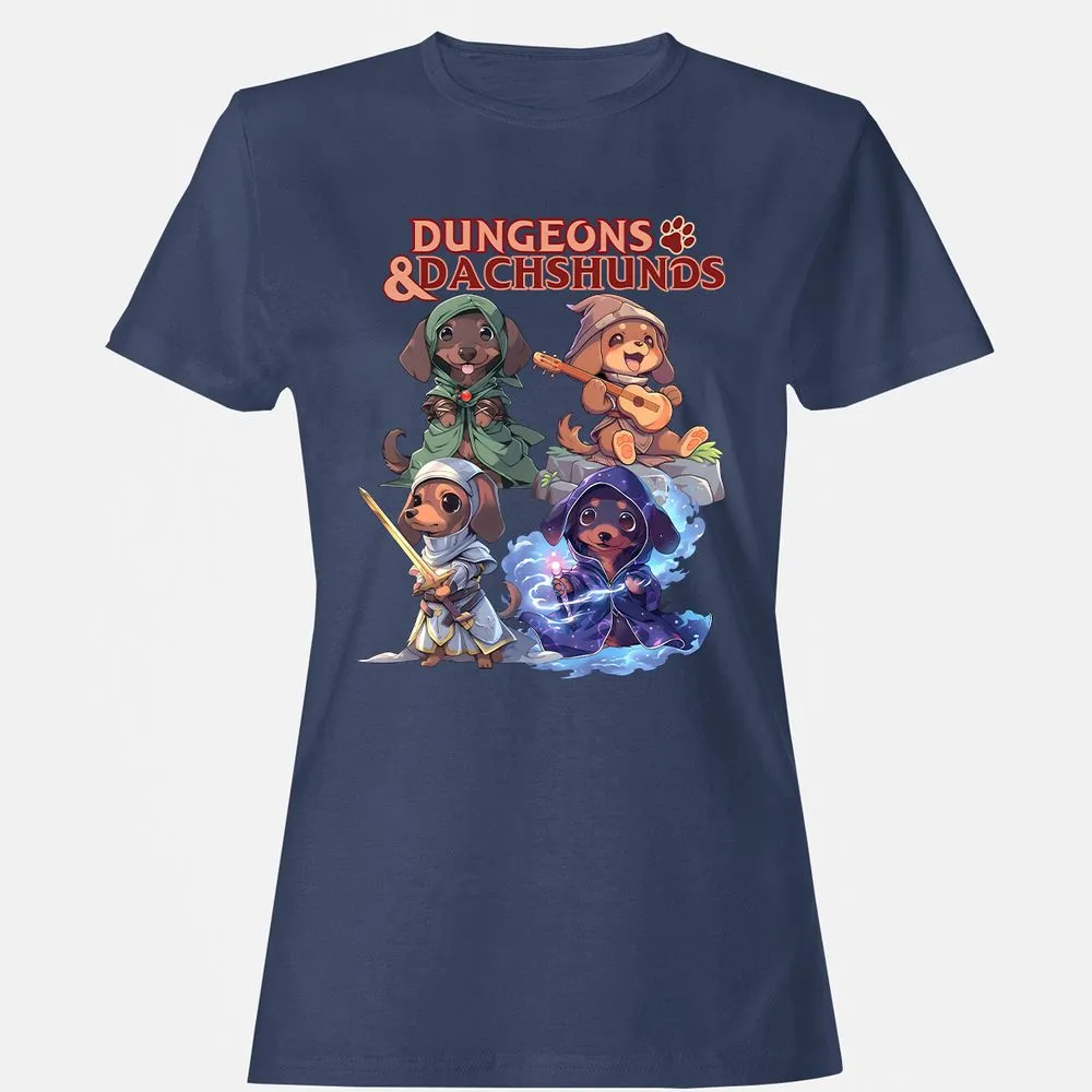 Dungeons & Dachshunds Women's T-Shirt - Navy - 10