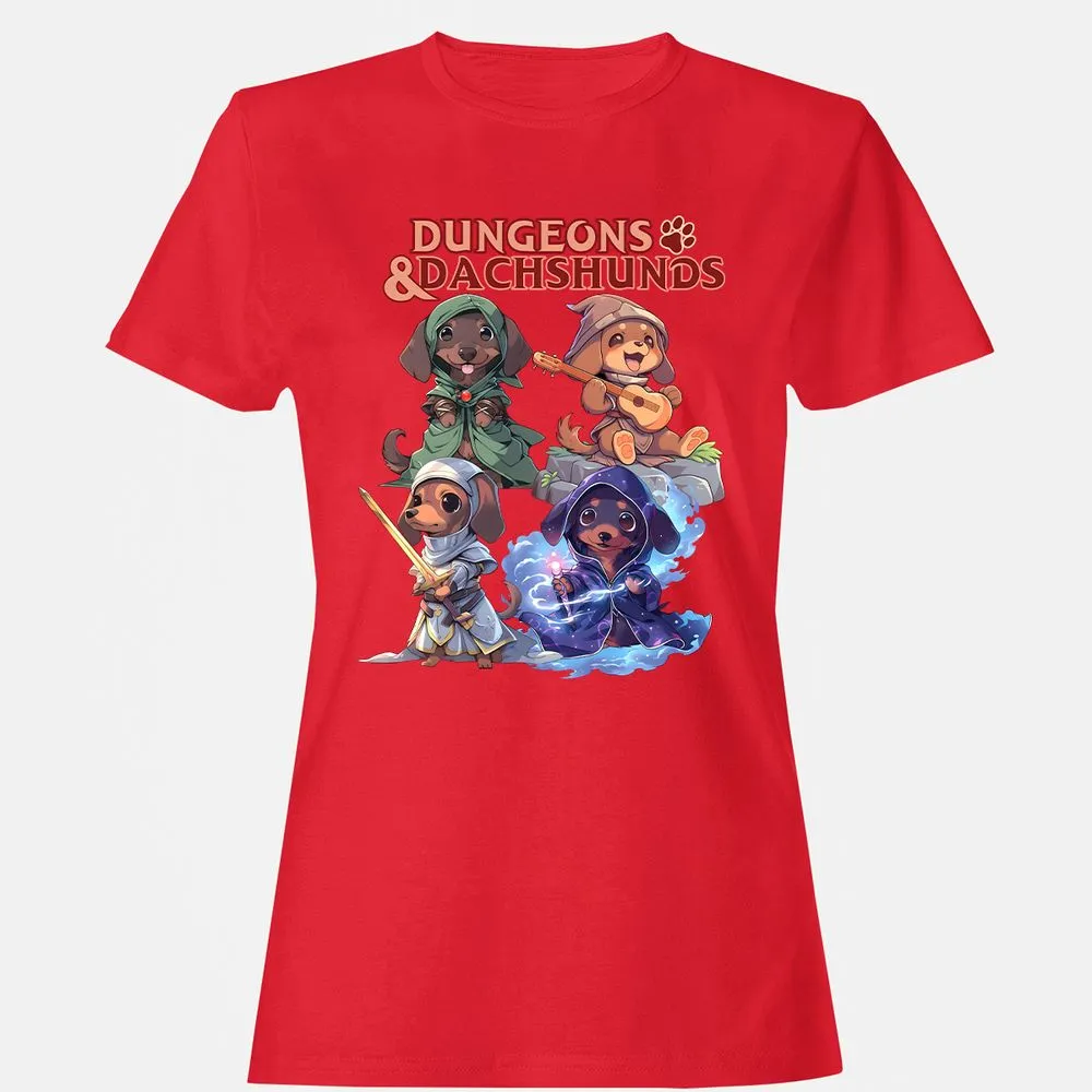Dungeons & Dachshunds Women's T-Shirt - Red - 13