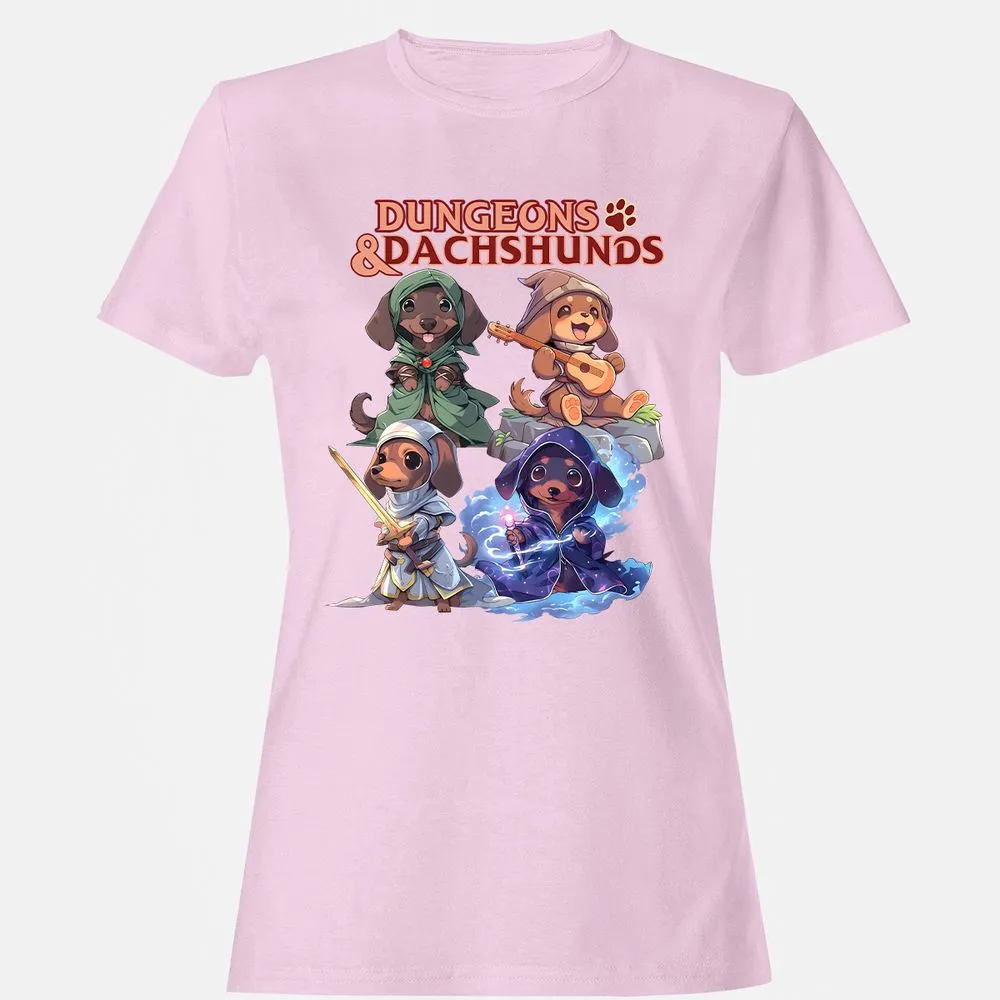 Dungeons & Dachshunds Women's T-Shirt - Light Pink - 9