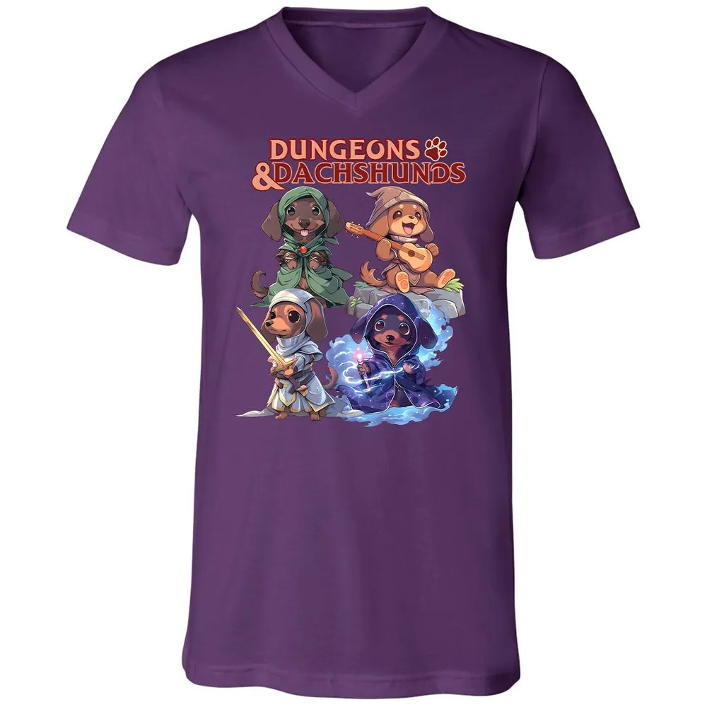 Dungeons & Dachshunds Unisex V-Neck T-Shirt - Team Purple - 9