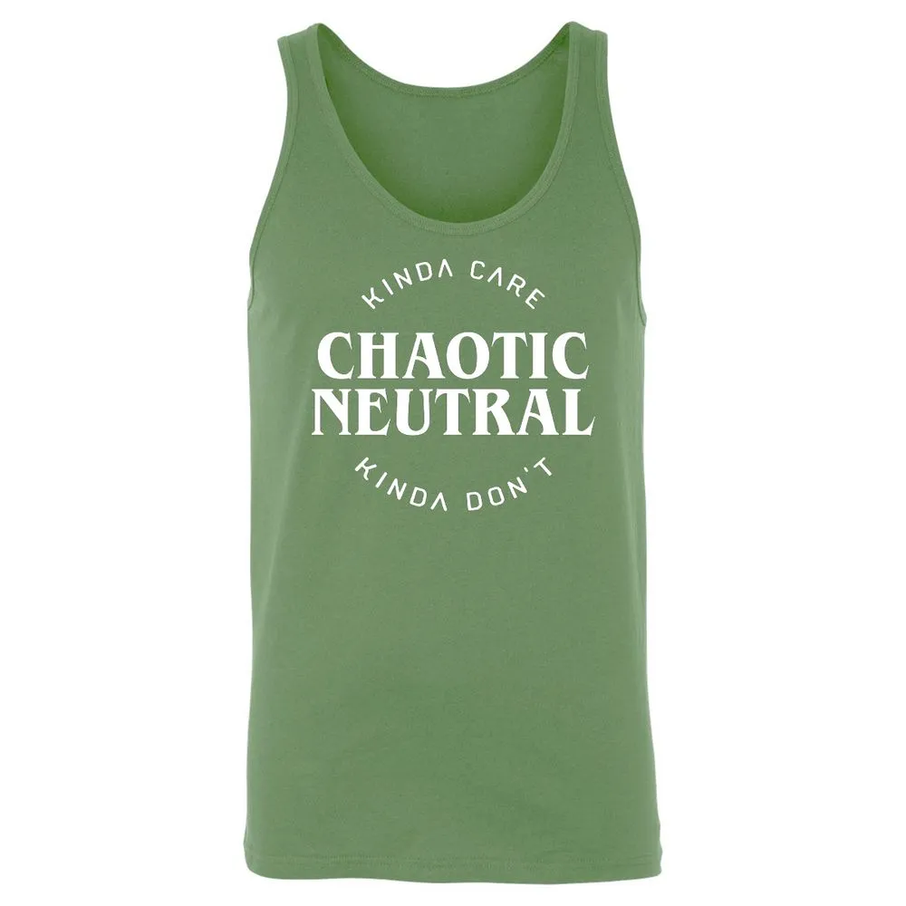 Chaotic Neutral Alignment Kinda Care Kinda Don't Unisex Jersey Tank - Leaf - 10