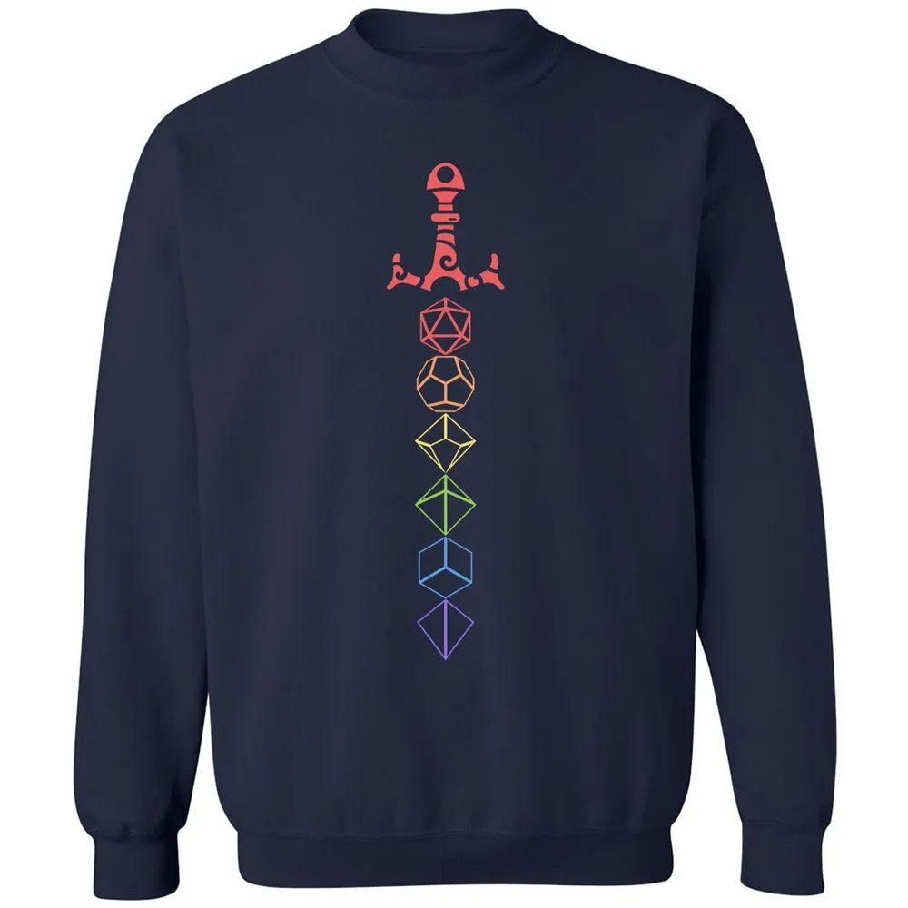Rainbow Dice Sword LGBT Classic Unisex Sweatshirt - Navy - 2