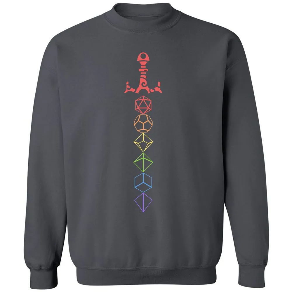 Rainbow Dice Sword LGBT Classic Unisex Sweatshirt - Charcoal - 7