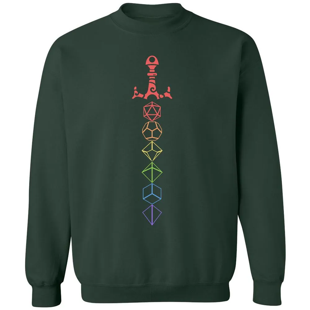 Rainbow Dice Sword LGBT Classic Unisex Sweatshirt - Forest Green - 4