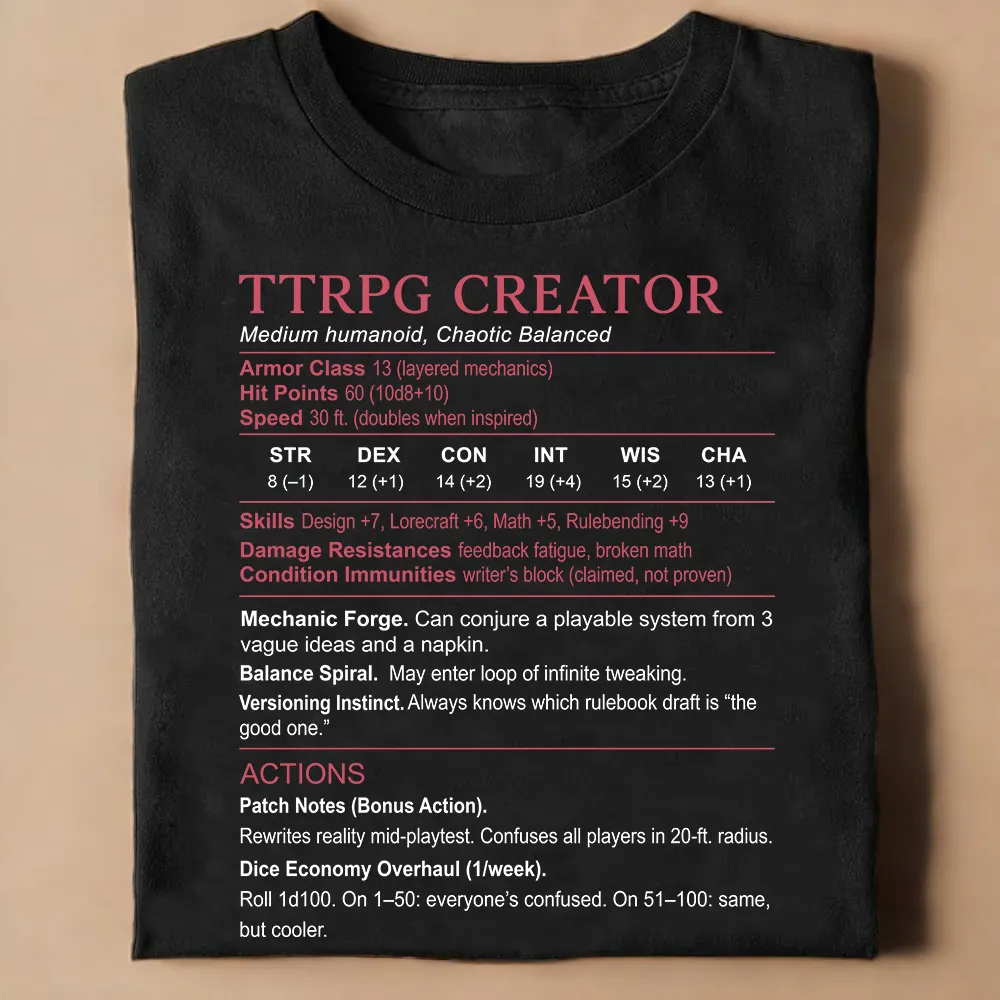 TTRPG Creator Stats Classic Unisex T-Shirt - 1