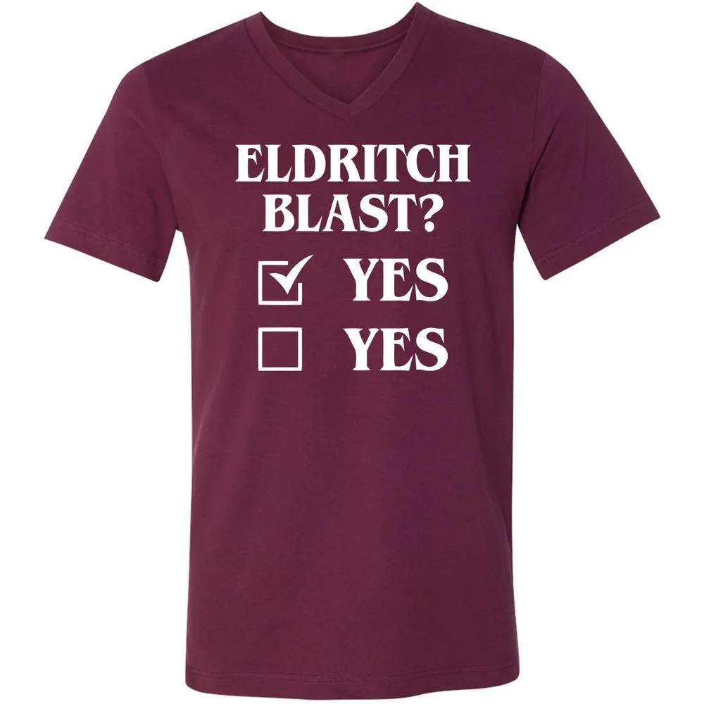 Eldritch Blast Yes Unisex V-Neck T-Shirt - Maroon - 6