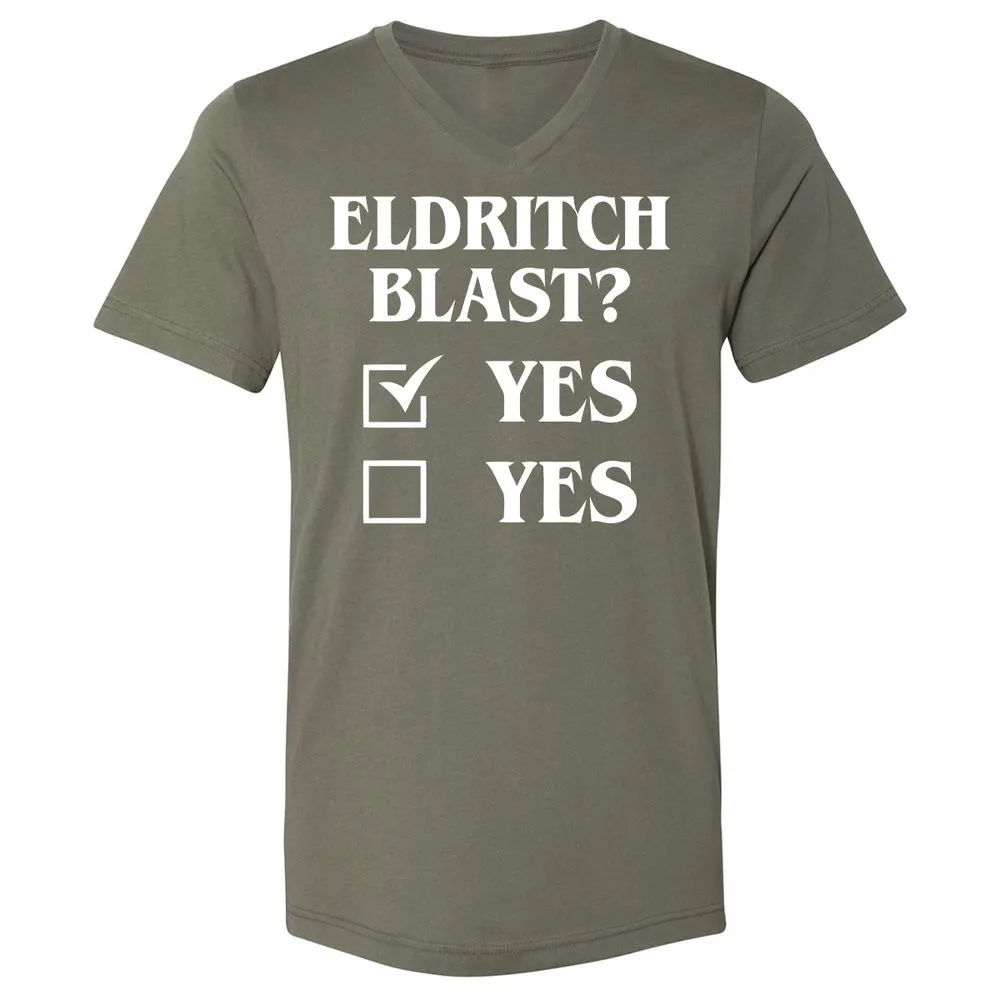 Eldritch Blast Yes Unisex V-Neck T-Shirt - Military Green - 10