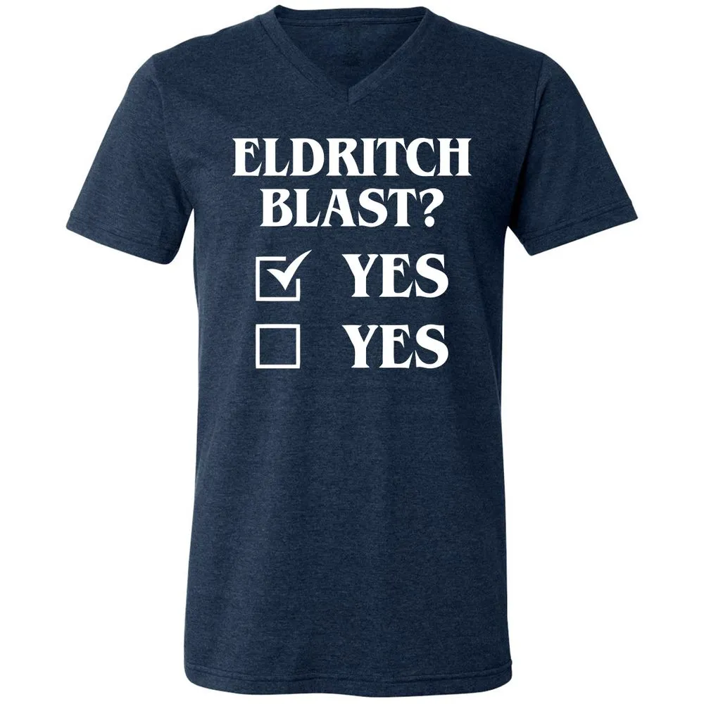 Eldritch Blast Yes Unisex V-Neck T-Shirt - Heather Navy - 15