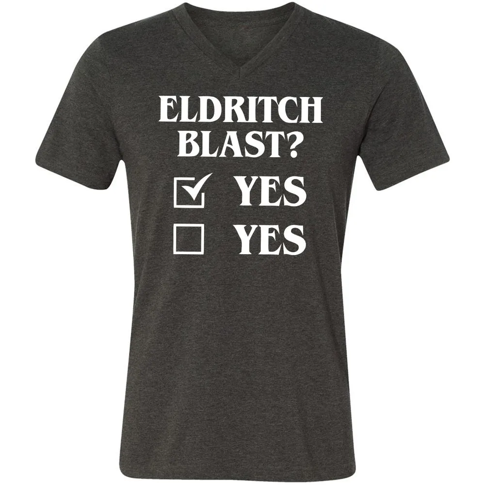 Eldritch Blast Yes Unisex V-Neck T-Shirt - Dark Grey Heather - 8