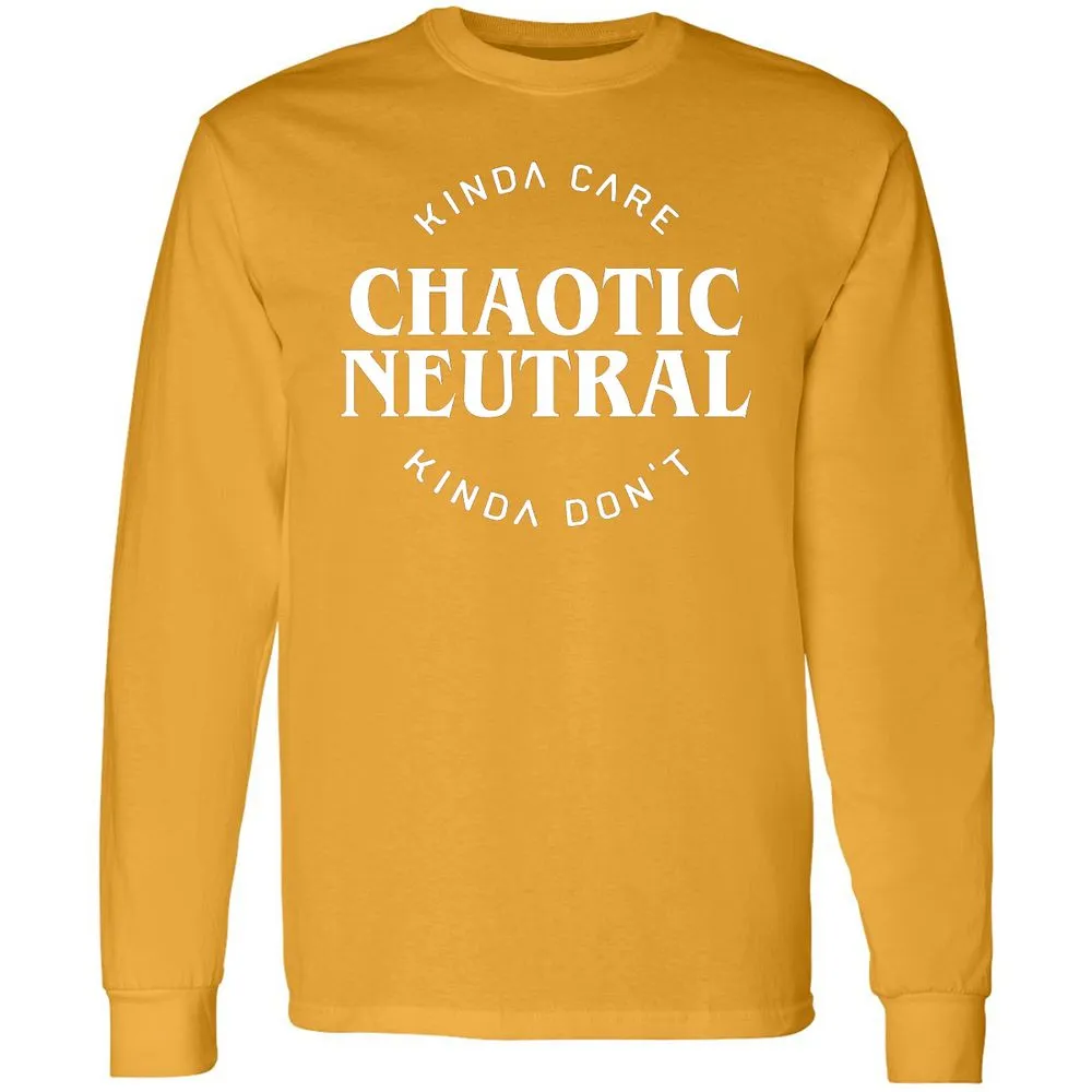 Chaotic Neutral Alignment Kinda Care Kinda Don't Long Sleeve T-Shirt - Gold - 9