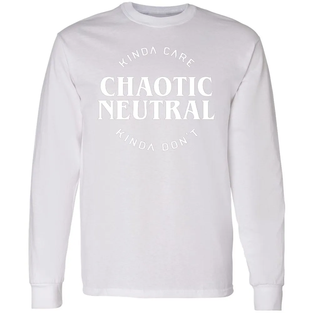 Chaotic Neutral Alignment Kinda Care Kinda Don't Long Sleeve T-Shirt - White - 5
