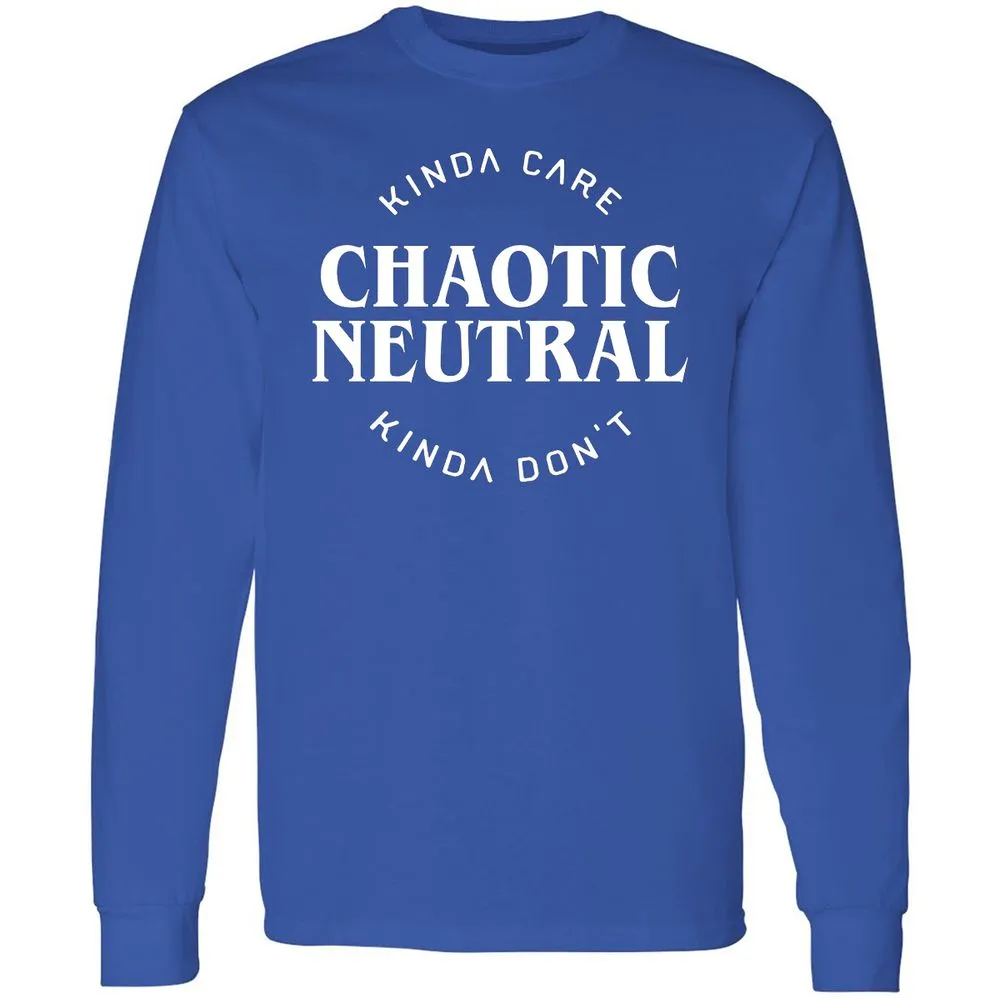 Chaotic Neutral Alignment Kinda Care Kinda Don't Long Sleeve T-Shirt - Royal - 8