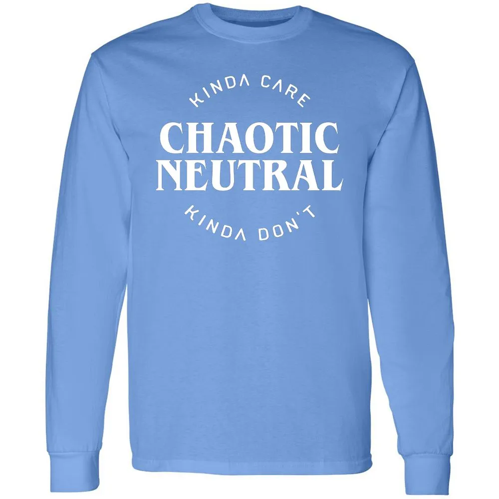 Chaotic Neutral Alignment Kinda Care Kinda Don't Long Sleeve T-Shirt - Carolina Blue - 12