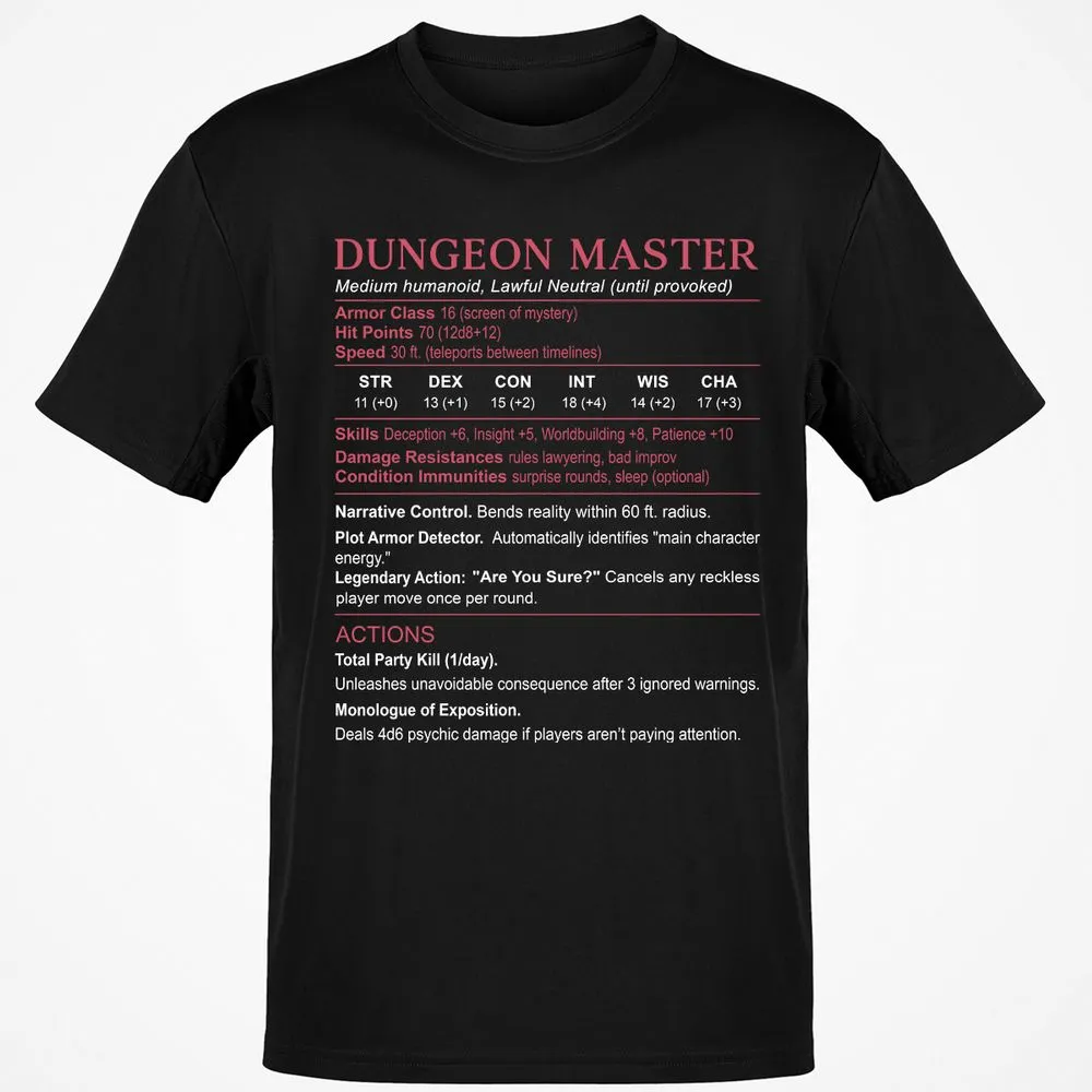 Dungeon Master Stats Classic Unisex T-Shirt - Black - 1