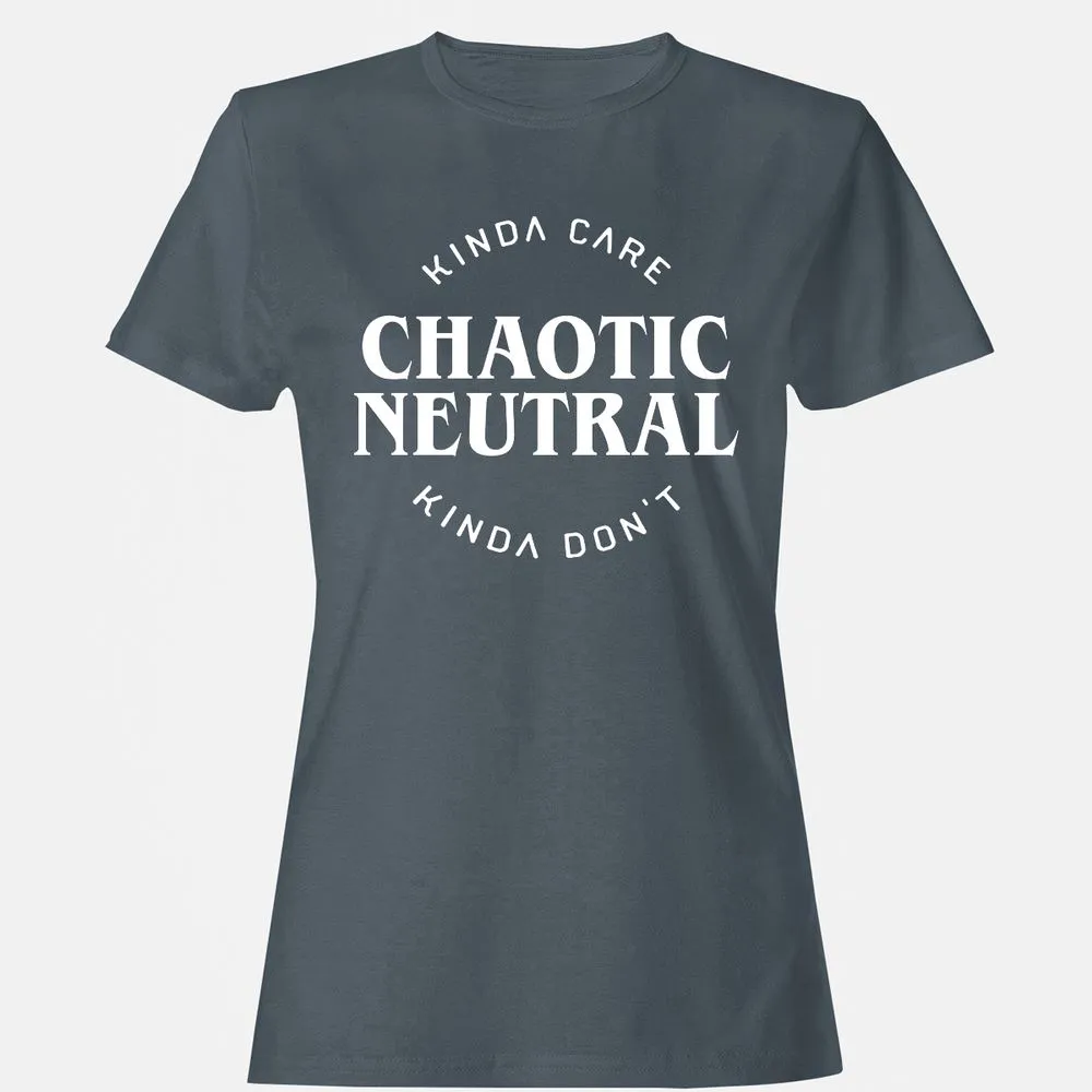 Chaotic Neutral Alignment Kinda Care Kinda Don't Women's T-Shirt - Charcoal - 3