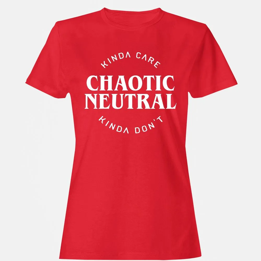 Chaotic Neutral Alignment Kinda Care Kinda Don't Women's T-Shirt - Red - 13