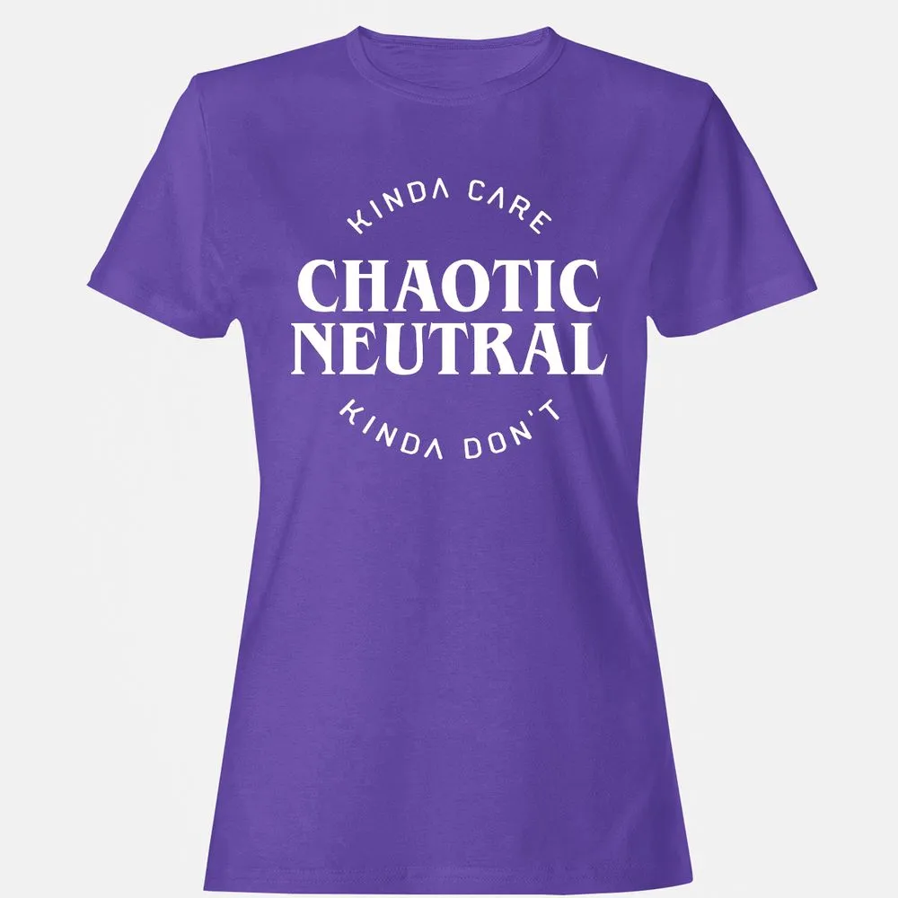 Chaotic Neutral Alignment Kinda Care Kinda Don't Women's T-Shirt - Purple - 12