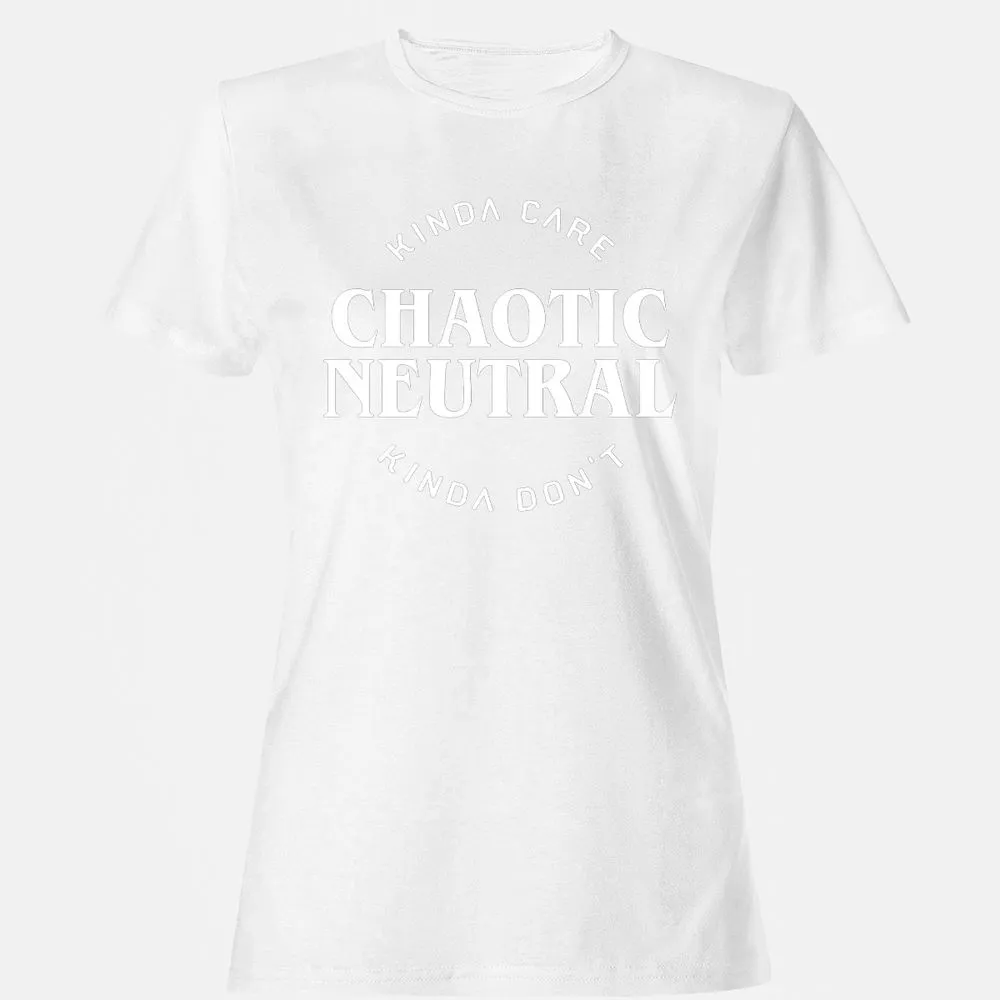 Chaotic Neutral Alignment Kinda Care Kinda Don't Women's T-Shirt - White - 16
