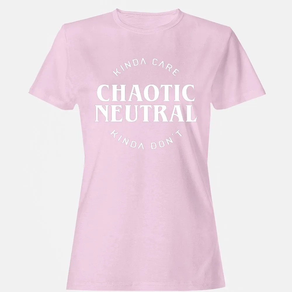 Chaotic Neutral Alignment Kinda Care Kinda Don't Women's T-Shirt - Light Pink - 9