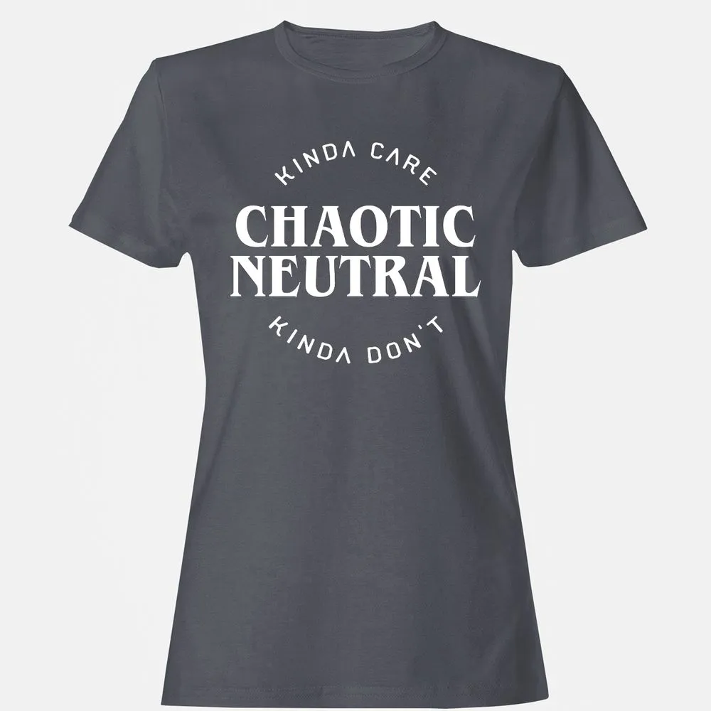 Chaotic Neutral Alignment Kinda Care Kinda Don't Women's T-Shirt - Dark Heather - 5