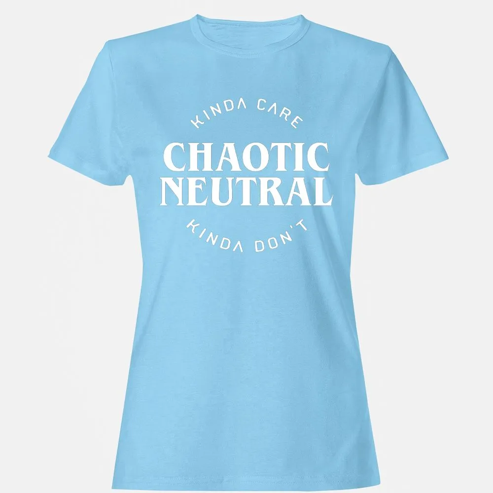 Chaotic Neutral Alignment Kinda Care Kinda Don't Women's T-Shirt - Light Blue - 8