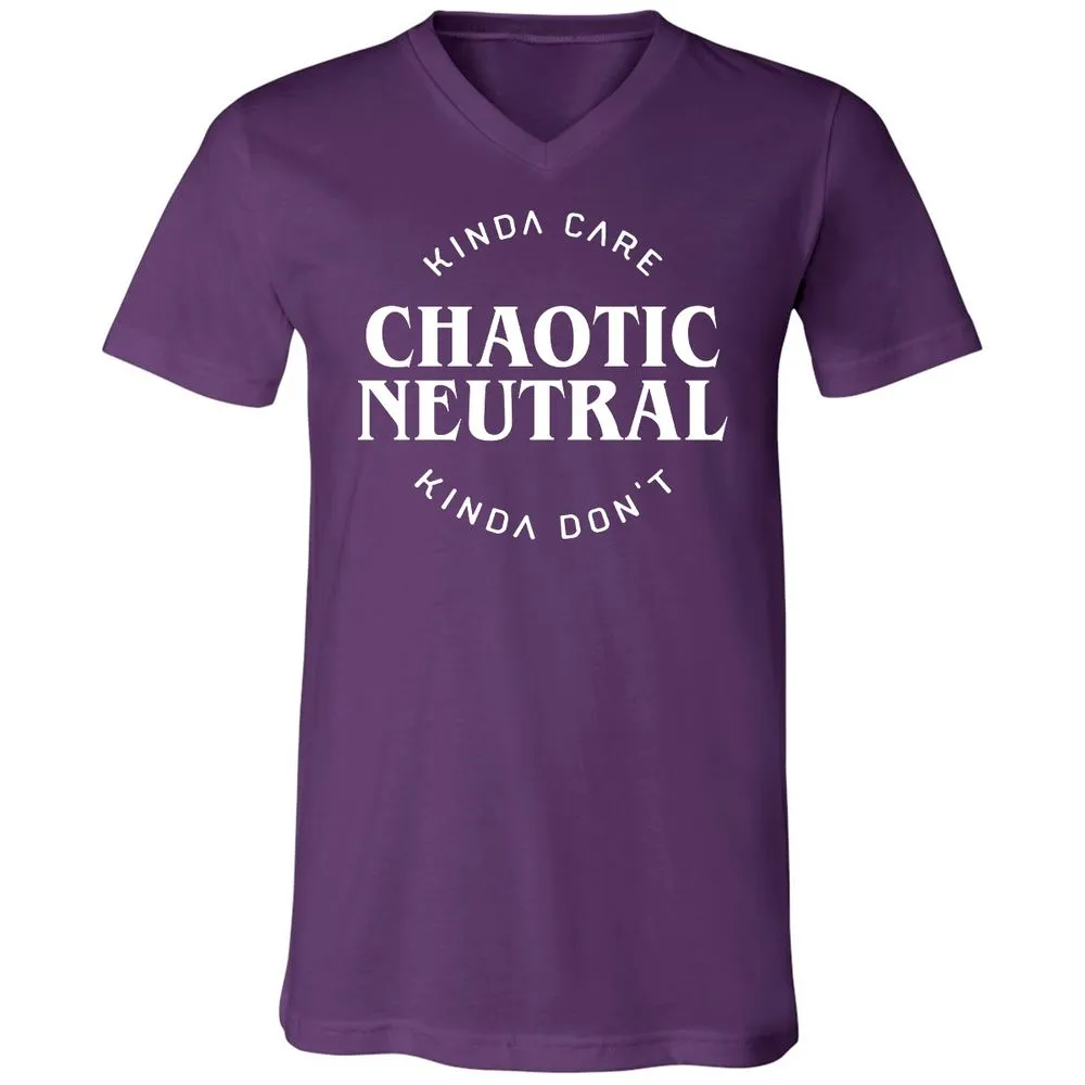 Chaotic Neutral Alignment Kinda Care Kinda Don't Unisex V-Neck T-Shirt - Team Purple - 9