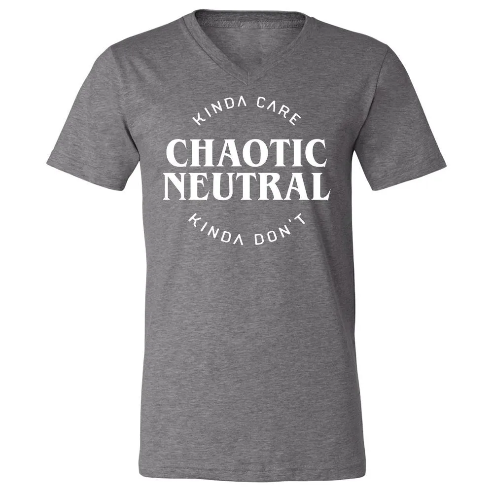 Chaotic Neutral Alignment Kinda Care Kinda Don't Unisex V-Neck T-Shirt - Deep Heather - 13
