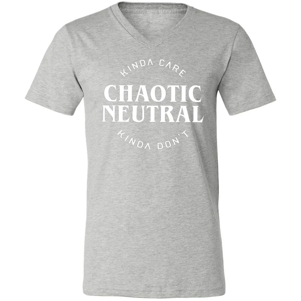 Chaotic Neutral Alignment Kinda Care Kinda Don't Unisex V-Neck T-Shirt - Athletic Heather - 7