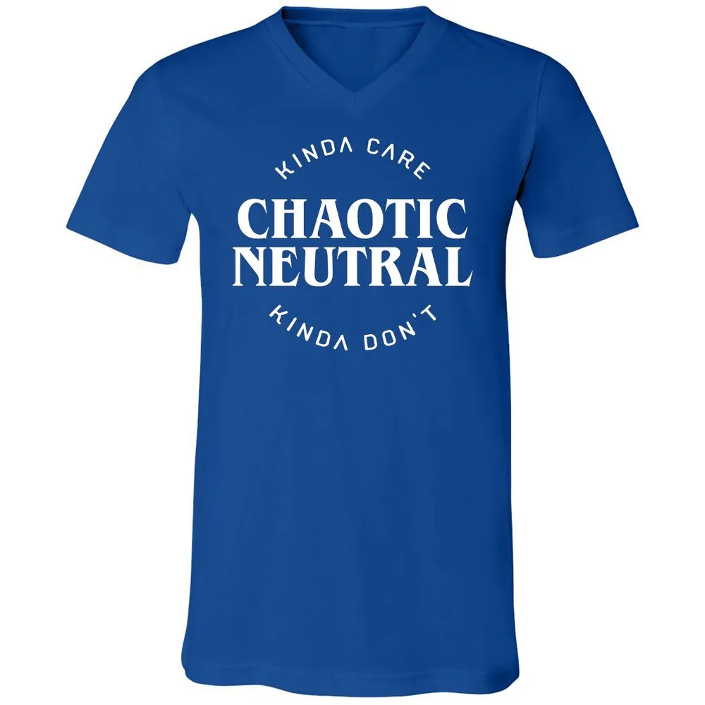 Chaotic Neutral Alignment Kinda Care Kinda Don't Unisex V-Neck T-Shirt - True Royal - 4